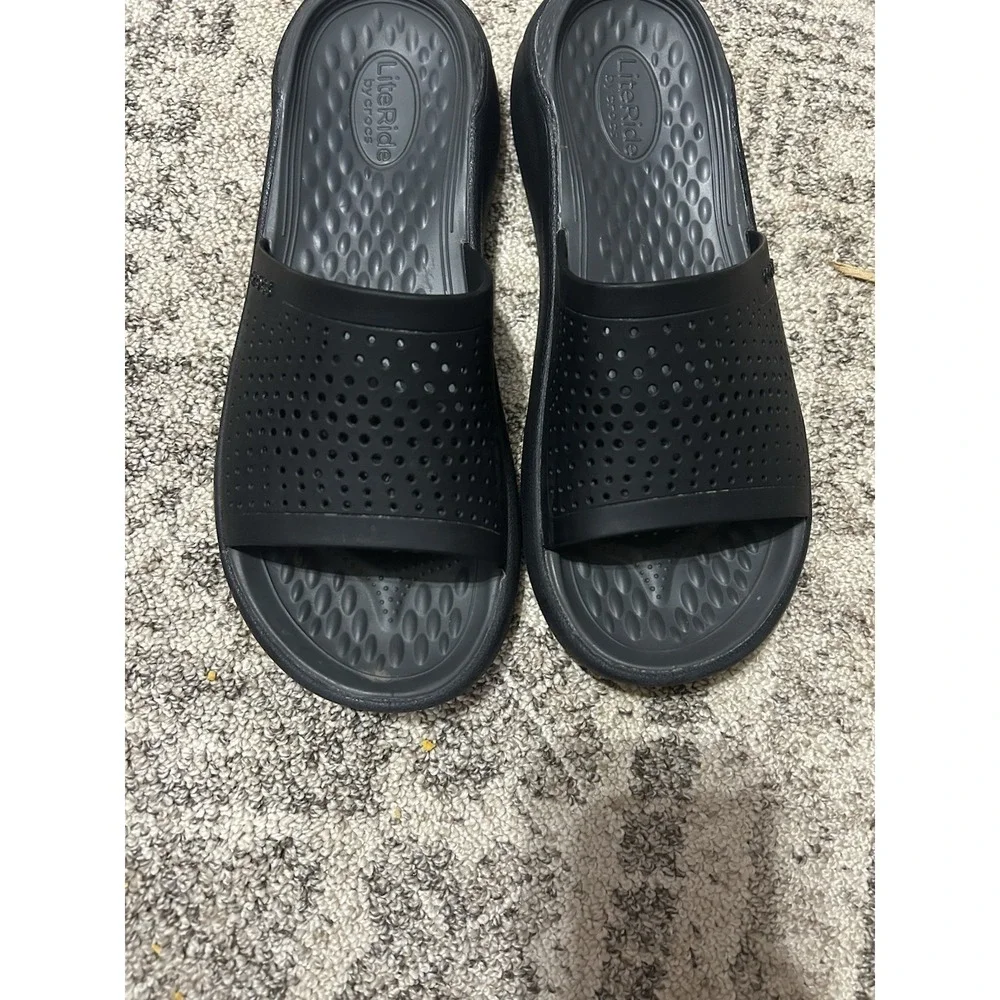 literide crocs Black Slides Unisex Women's 11 Men's 9